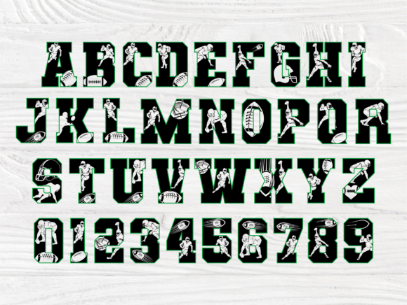 Football Font Graphics for Crafts and Publishing