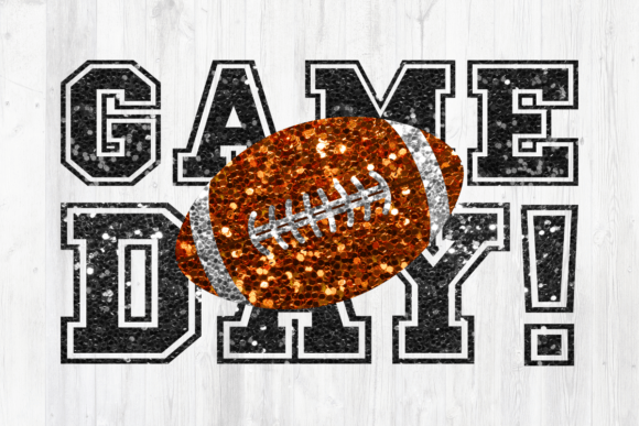 Football Game Day Black Glitter Graphics for Crafts