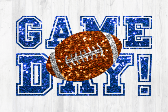 Football Game Day Blue Glitter Graphics for Crafts
