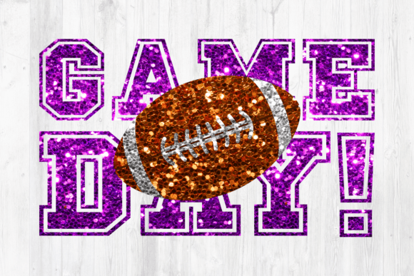Football Game Day Purple Glitter Graphics for Crafts
