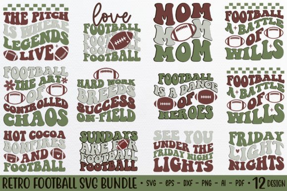 Retro Football SVG Bundle for Crafts & Graphics